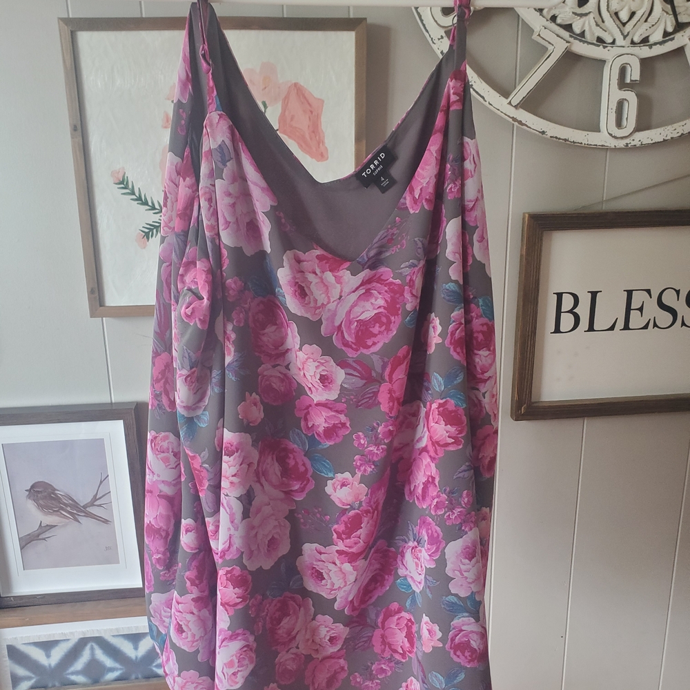 Torrid Pink and Gray Floral Dress